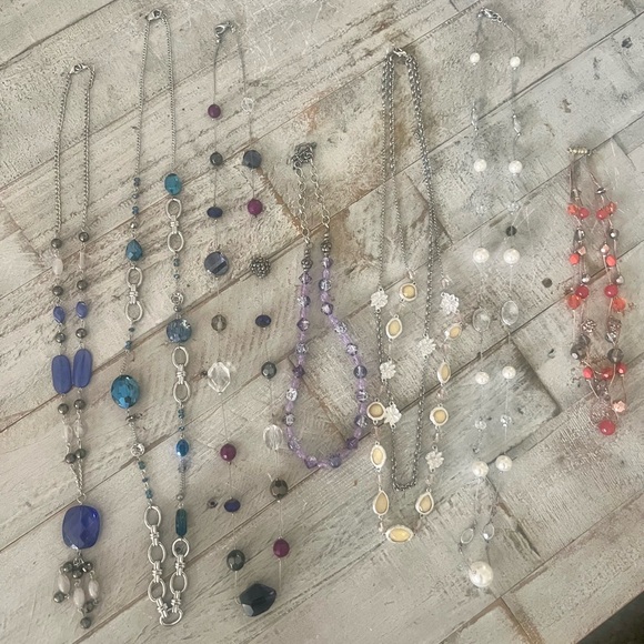 Vintage Jewel Necklace Bundle Silver Beads Jewels Statement Pieces - Picture 6 of 10